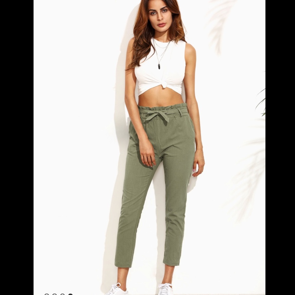High-waisted Tie Pants